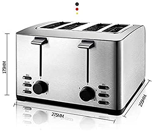 WGLLSD WGLL Automatischer Toaster-Brot 4 Scheiben, Edelstahl-Toaster, extra breiter Schlitz, Abtauen/Erwärmen/Abbrechen – Bild 3