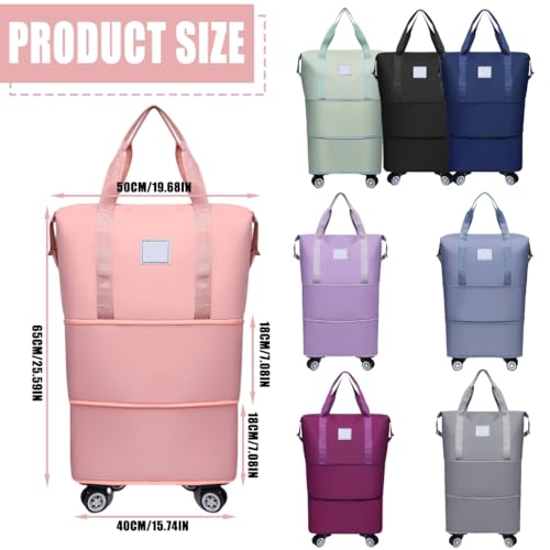 Portable Rolling Luggage Bag Foldable Dry Wet Separation Travel Duffle Handbag2
