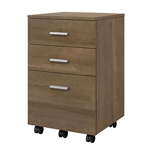 DEVAISE 3 Drawer Wood Mobile File Cabinet, Rolling Filing Cabinet for Letter/A4 Size, Gray Oak