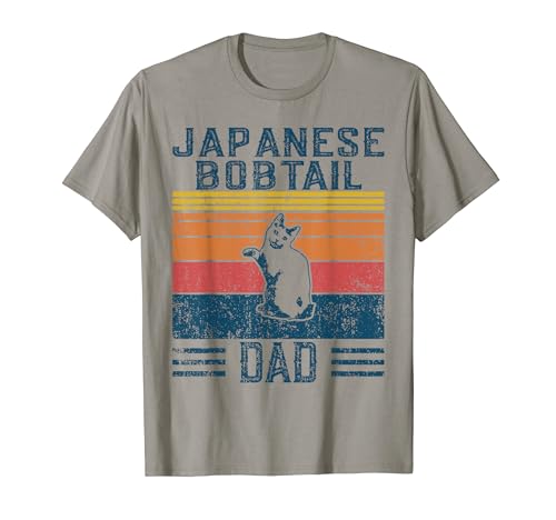 Best Cat Dad Men - Vintage Japanese Bobtail Cat T-Shirt