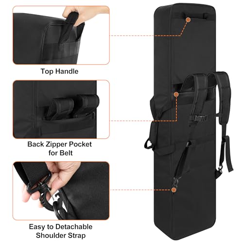 GRAOSO Padded 88 Key Keyboard Case, Soft Piano Bag with Padded Handle and Detachable Shoulder Strap, Travel Keyboard Gig Bag with 6 Bottom Feet and 3 Front Pockets for Cable, Sheet Music, Black