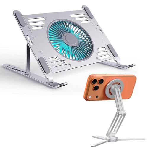 Soporte portátil para laptop con ventilador y trípode magnético miniatura 1