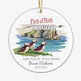 Isle of May-Firth of Forth-Scotland Map Ceramic Ornament – Personalized Travel Keepsake with Custom Name and Date – Scenic for Couples, Tourists, Outdoor Adventure Lovers 5jtU4l