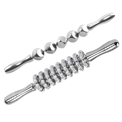 ONUEMP 2pcs Stainless Steel Massage Rollers for Ice Body Sculpting, Maderoterapia Kit Colombiana Professional, Cellulite Massager Roller, Lymphatic Drainage Massager, Cellulite Remover for Leg Back