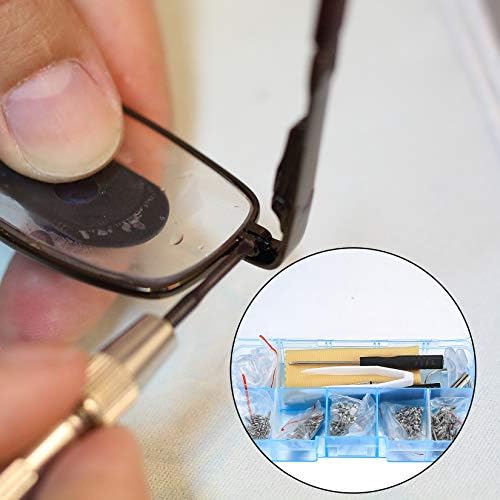 Eyeglasss Sunglass Glasses Repair Tool Kit Set, Spectacles Repair Kit with Mini Screwdriver, Screws Nut, Silicone Nose Pads, Glasses Cloth, Tweezer - 500 Pcs