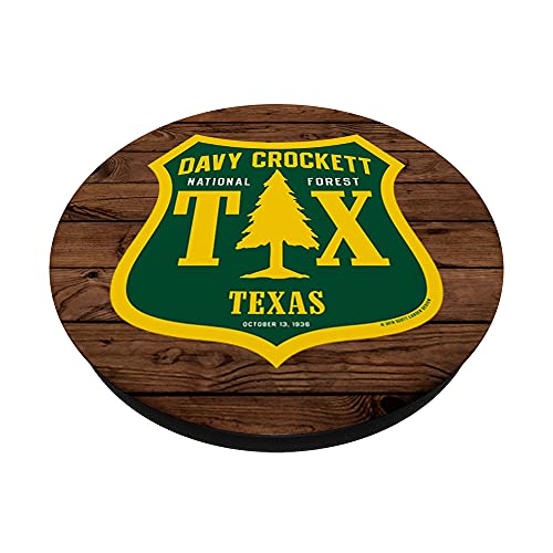 Davy Crockett National Forest Texas Shield Retro Style CLEAN PopSockets Swappable PopGrip, Black - Image 2
