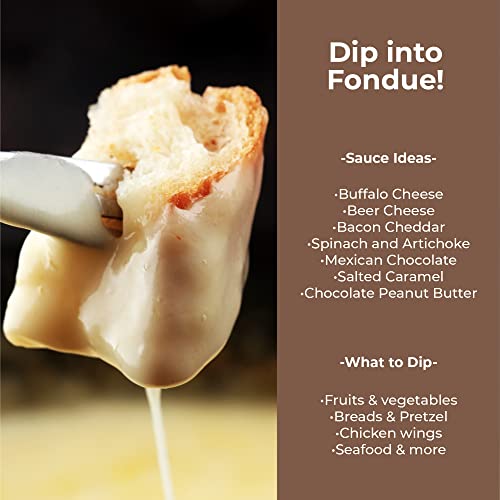 Nostalgia 6-Cup Stainless Steel Electric Fondue Pot Set With Temperature Control, 6 Color-Coded Forks, And Removable Pot - Fondue Pot For Chocolate, Candy Melts, Caramel, Cheese, Sauces, And More #TOP5