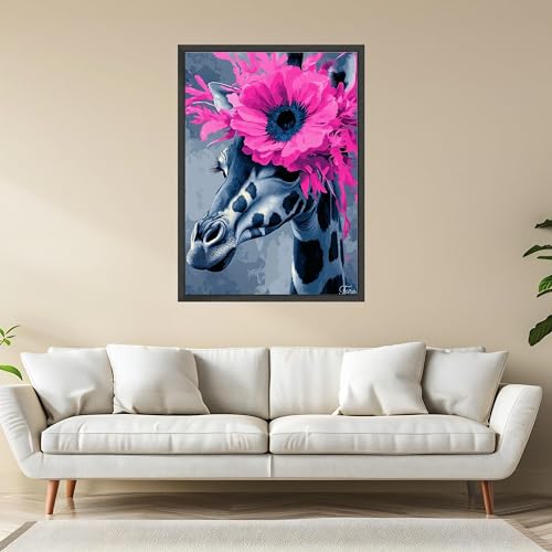 Tableau girafe en fleurs pour décorer une chambre de bébé