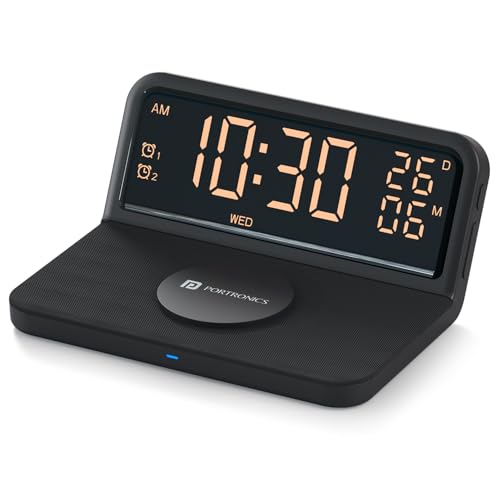 Portronics Freedom 4E 15W Wireless Charger with Dual Alarm Clock,...