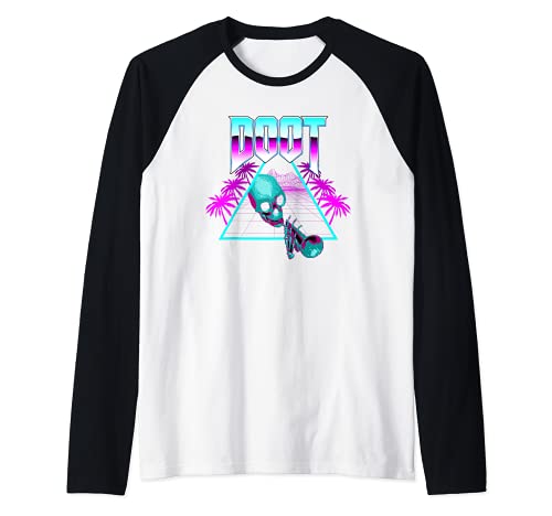 Doot Doot Mr Skeltal Synthwave Retro Streetwear Maglia con Maniche Raglan