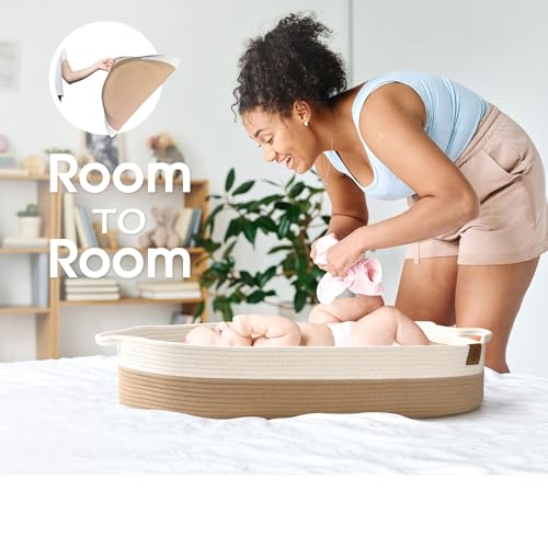 image for J&JOO Baby Changing Basket includes Diaper Caddy - Soft & Waterproof D