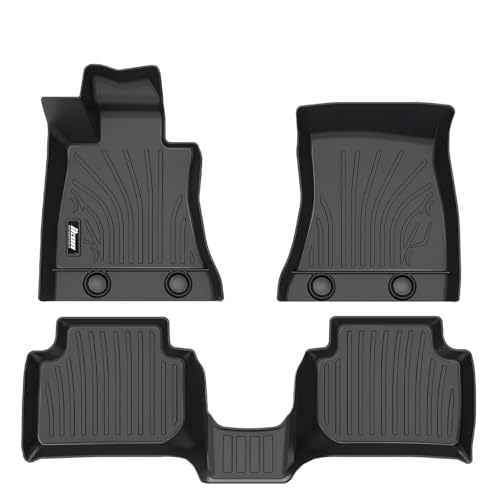 IKON MOTORSPORTS 3D TPE Floor Mats, Compatible with 2017-2025 Alfa Romeo Giulia RWD, IKON Style All Weather Waterproof Non-Slip Floor Liners, Front & 2nd Row Full Set Car Interior Accessories, Black