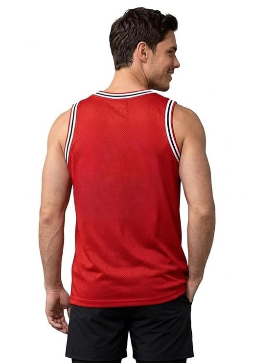 Image of AKAR Men's Basketball Jersey Sleeveless Athletic Vest, Bulls 23 Print, Black, Lightweight Breathable Performance Shirt for Gym & Fitness