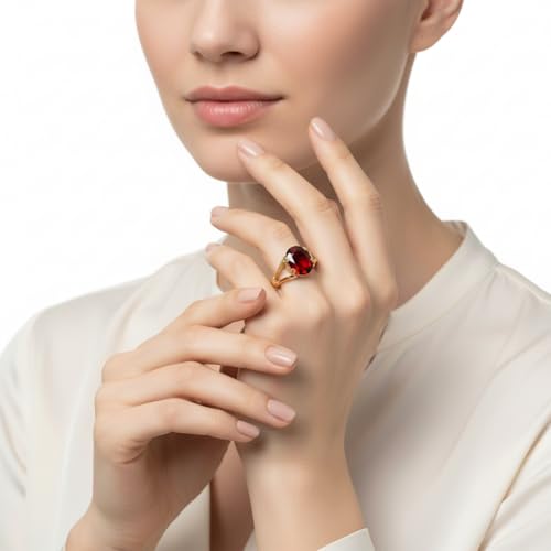 Image of 55Carat Choose Your Color Genuine Stone Ring 18K Gold Plated Oval Handmade Jewellery for Gift Sizes 4-13