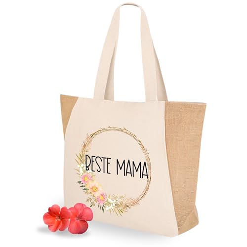 Sac en coton personnalisé XXL GRAZDesign avec fermeture éclair pour les courses
