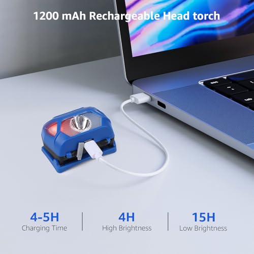 Lepro Stirnlampe LED Wiederaufladbar, USB C Kopflampe mit 6 Modi & Rotlicht – Ansicht 2