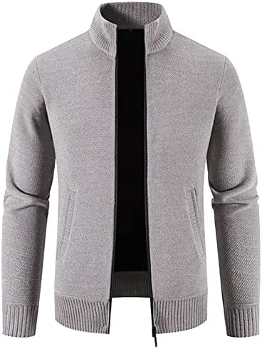 Mens Full Zip Cable Knit Cardigan Sweater Button Shawl Collar Rib Edge Casual Cardigans Long Sleeve Sweaters for Men(Beige,Large)