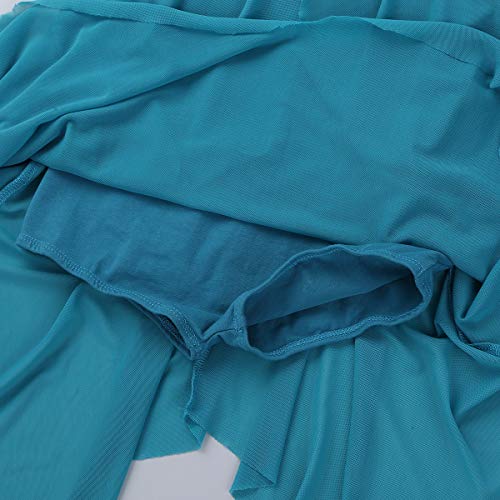 inhzoy Girls Lyrical Dance Dresses Leotards Ballet Tutu Skirted Halter Sequins Modern Contemporary Dance Dress Turquoise 10-12