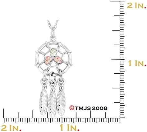 Miniatura 3 de Collar con colgante de atrapasueños, plata esterlina, oro verde de 12 quilates y oro rosa negro