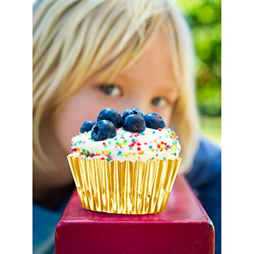Image of Sumind 400 Pcs Mini Foil Cupcake Liners Holiday Baking Cups, Gold