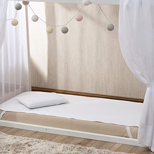 Capa Protetor de Colchão Cama Montessoriano Mini Cama 90 cm Impermeável Malha Branco com Elástico