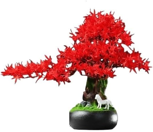 Simulated Botted Plants Entrance Simulation Red Maple Leaf with Decorative Ornament Home Living Room Interior Decorations