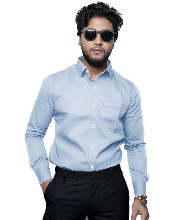 Image of Men's Slim Fit 100% Cotton Solid Full Sleeve Shirt | Premium Casual & Formal Wear for Men