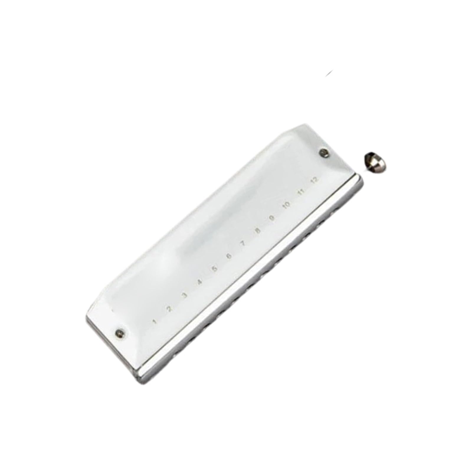 Armonica Blues Chiave Armonica Cromatica A 12 Fori E 48 Toni Di C | Armonica cromatica a 12 fori 48 toni ABS pettine chiave di C per principianti professionisti(White C key)