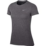  NIKE W NK Medalist Top SS - Camiseta, Mujer, Gris(Gunsmoke/Black)