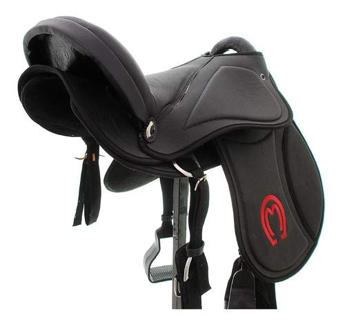 Sela Australiana Preta De Arco Com Bordado Do Mangalarga Completa 16 Polegadas