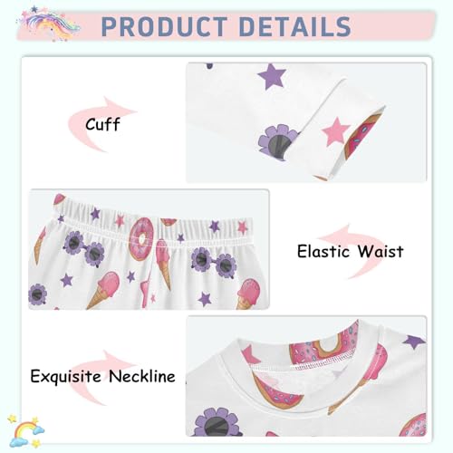 Pajama Sets Long Sleeve Sweet Donuts Ice Creams Soft Comfy Sleepwear 2 Piece PJS 3-8T4