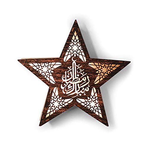 R-WEICHONG Ramadan Festival Star Lights - Lámpara de pared LED, elegante luz decorativa de madera Cover