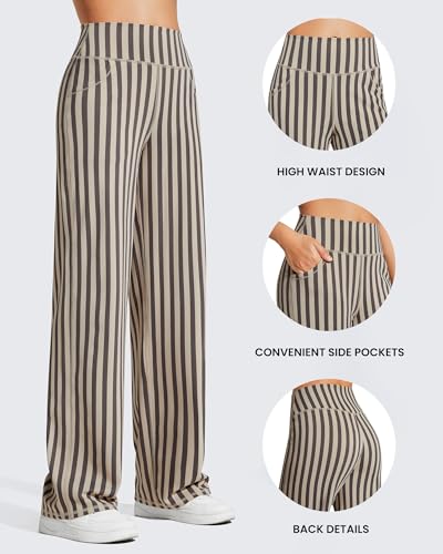 Image of Promover Wide Leg Pants Woman Yoga Pants with Pockets Stretch Loose Casual Lounge Sweatpants Petite /Regular /Tall