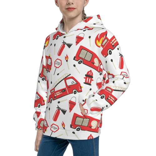 Fire Truck Kid Hoodies Boys Sweatshirts Girls Pullover with Pocket2