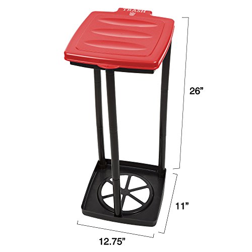 Wakeman Tragbarer Müllbeutelhalter, zusammenklappbar, für den Innen- und Außenbereich, ideal für Camping, Recycling und mehr im Freien (rot)