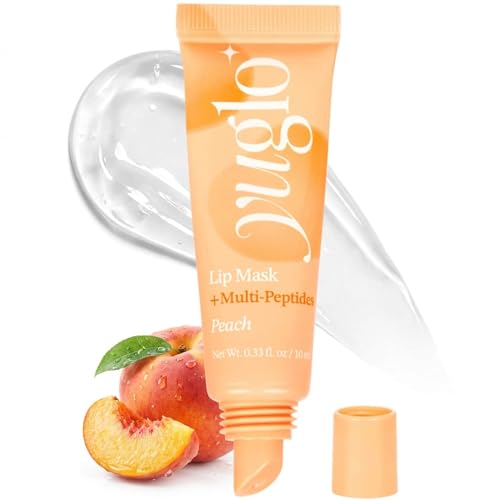 YUGLO Peach Overnight Lip Mask with Multi Peptides, Korean Lip Sleeping Mask & Hydrating Lip Balm...