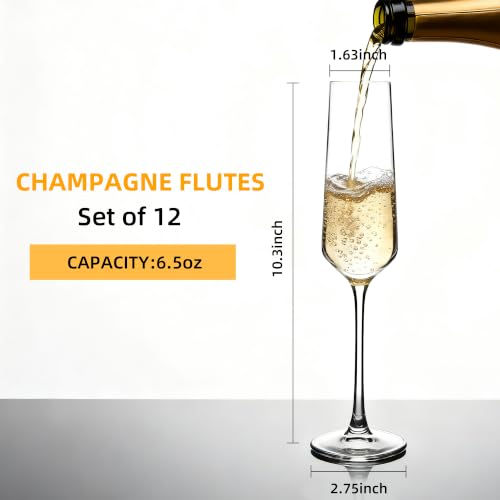 CZUMJJ Champagne Flutes Set of 12, 6.5 oz Clear Sparkling Wine Glasses by CZUMJJ - Used condition - Image 2
