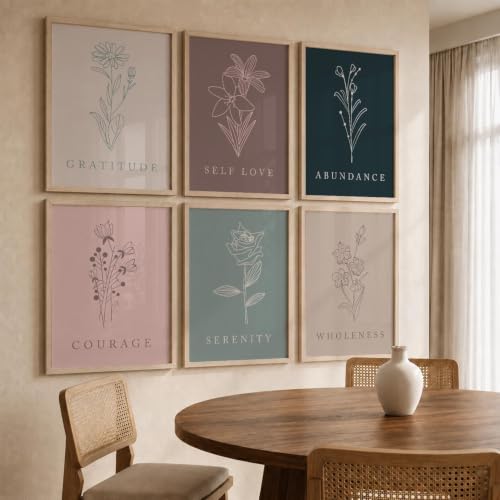 Image of kotart - Floral Painting for Living Room Bedroom Office Decor - Premium Digital Paintings with Frame Home Decoration - Wall - (Pack of 6 Multicolor) (14X20 Inch, D)
