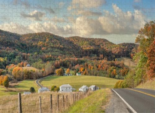 Wooden Jigsaw Puzzle Rural Virginia Farm Country Autumn The Valleys and Hills The Puzzles for Adults 1000 Pieces Hard Challenging Difficult Family Cool Large