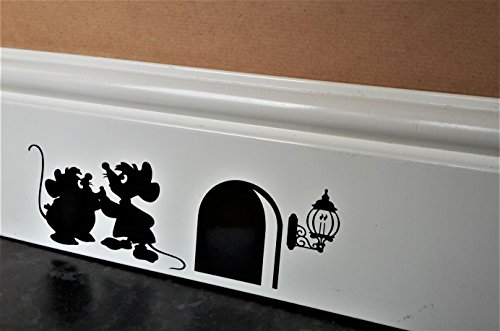 uksellingsuppliers Pegatina de pared divertida con agujero de ratón Gus y Jaq la Cenicienta ratones rodapié de pared calcomanía de vinilo 20 cm x 6 cm Cover