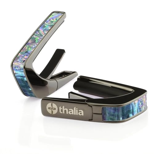 Thalia Capos �^���A �J�| Exotic Shell Series Prism Abalone Black Chrome �M�^�[ 12�C���`�t���b�h�p�b�h�t�� �v���Y�� �A�o���� �u���b�N �N���[��