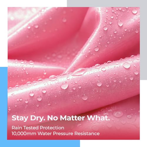 Image of Lifelong Raincoat Waterproof for Women| 100% Waterproof Rainwear for Women & Girls | One-Piece Hooded Raincoat| Snap Buttons & Pockets | Travel for Hiking, Trekking, Camping (L, Pink & White)