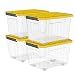 Produktbild Cetomo 80L*4 Kunststoff-Aufbewahrungsbox Transparent Container mit langlebigen gelben Deckel und Sicherheitsverschluss stapelbar und verschachtelbar 4-Packs mit Verschluss