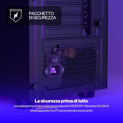 Elementum E5 450 W, alimentatore per PC, alimentatore ATX, 450 W PSU, certificato 80 PLUS®, cavi interamente neri, EY7A002 - Alimentatore - Immagine 1