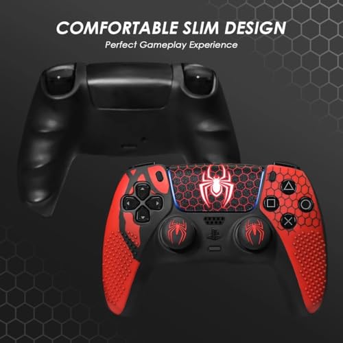 Image of Meyaar Anti-Slip for PS5 Controller Skin, PS5 Controller Accessories, Non-Slip Silicone for PS5 Controller Cover Case with Thumb Grip Gaps, Touch Pad Sticker and Cover Wrap (Pack of 1 (Grid))
