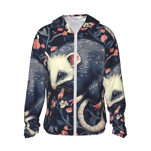 UPF 50+ Sun Protection Hoodie Long Sleeve Opossum pattern Sun Shirt Rash Guard Fishing Shirts for Men