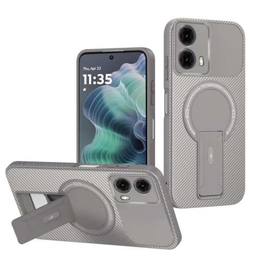 Case Compatible with Motorola Moto G35 Camera Protection Magnetic Kickstand Bracket 2 in 1【TPU+PC】 Drop Shockproof Gray