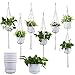 6pcs Suspension Plantes Macramé + 6pcs Pot de Plante Panier Fleur Suspendu avec Crochets Corde Coton Decoration du Jardin Balcon Extérieur Intérieur