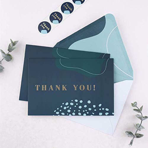 Rileys Thank You Stickers Roll | 500-Count, Gold Foil - Envelope Seals For Small Business, Bubble Mailers, Baby Shower, Wedding, Gift Cards, Graduation (Navy Blue) #TOP4