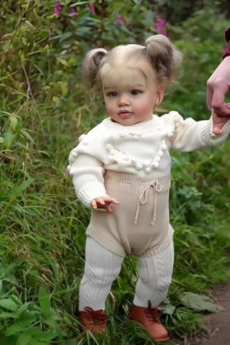 Pinky Reborn Huge Size 26 inch 68 cm Reborn Baby Dolls Newborn Toddler Doll Silicone Babies Lifelike Baby Girl with Long Hair Pippa Realistic Baby Doll Real Size White Clothes for Children